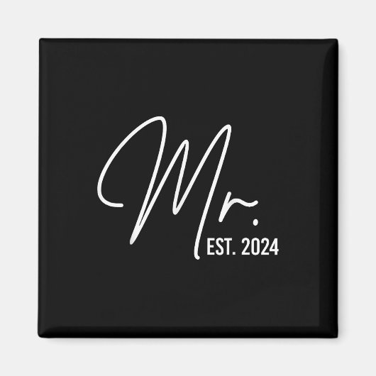 Mr Est. 2024 Just Married Wedding Hubby Mr & Magneet (Voorkant)