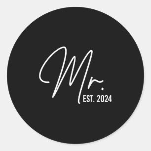 Mr Est. 2024 Just Married Wedding Hubby Mr & Ronde Sticker
