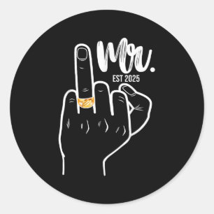 Mr Est. 2025 Trouwen met een huwelijksvinger Ronde Sticker