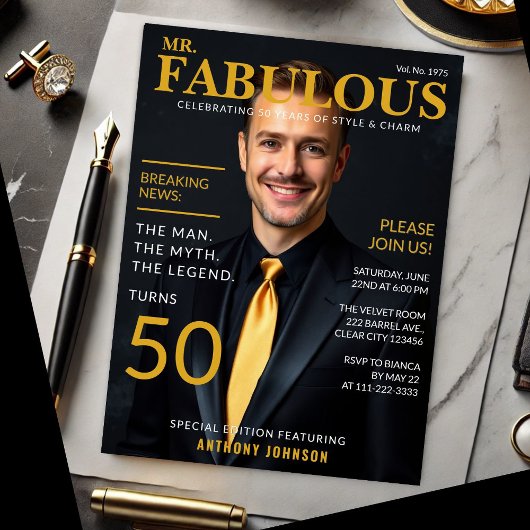 Mr Fabulous 50th Birthday Magazine Hoesje Stijl Kaart