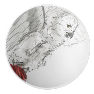 Mr Feathers neemt een standaard. Keramische Knop