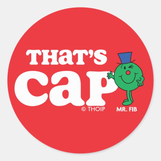 Mr Fib, dat is Pet Ronde Sticker (Voorkant)