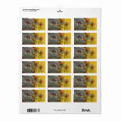 Mr Fox & zonnebloemen dank u Etiket (Full Sheet)