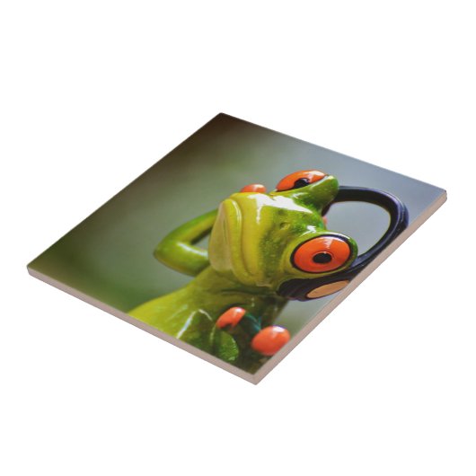 Mr Frog met hoofdtelefoon Tegeltje (Zijkant)