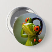 Mr. Frog with Headphones Ronde Button 7,6 Cm (Voorkant /achterkant)