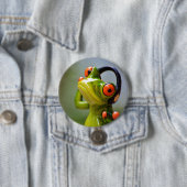 Mr. Frog with Headphones Ronde Button 7,6 Cm (In situ)
