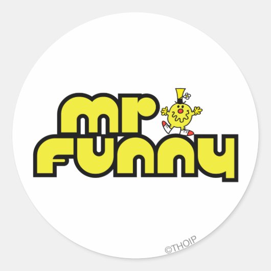 Mr Funny | gele letters Ronde Sticker (Voorkant)