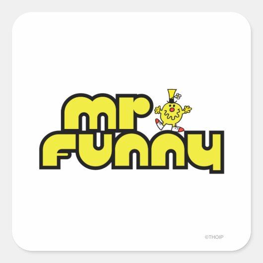 Mr Funny | gele letters Vierkante Sticker (Voorkant)