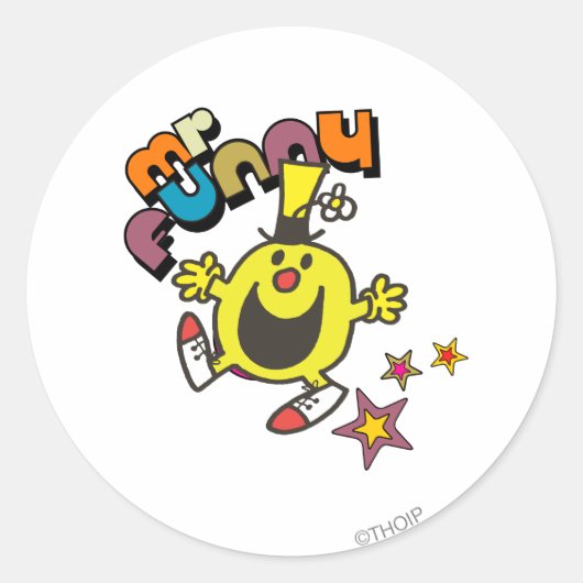 Mr Funny | Lichtende sterren Ronde Sticker (Voorkant)