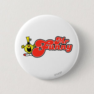 Mr Funny rode letters Ronde Button 5,7 Cm