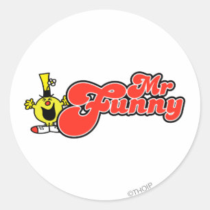 Mr Funny   rode letters Ronde Sticker