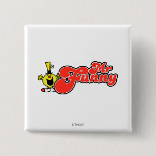 Mr Funny rode letters Vierkante Button 5,1 Cm