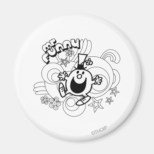 Mr Funny | Zwart-wit wervelingen en sterren Magneet (Voorkant)