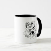 Mr Funny | Zwart-wit wervelingen en sterren Mok (Voorkant rechts)