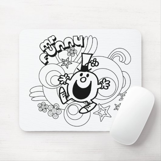 Mr Funny | Zwart-wit wervelingen en sterren Muismat (Met muis)