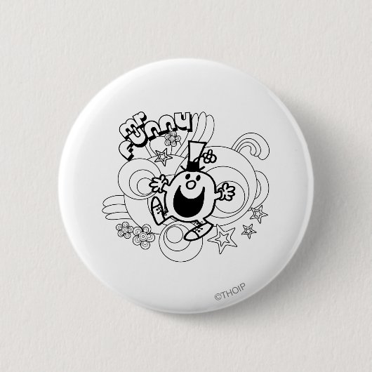 Mr Funny | Zwart-wit wervelingen en sterren Ronde Button 5,7 Cm (Voorkant)
