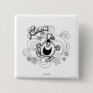 Mr Funny Zwart-wit wervelingen en sterren Vierkante Button 5,1 Cm