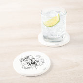 Mr Funny | Zwart-wit wervelingen en sterren Zandsteen Onderzetter (Zijkant)