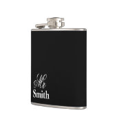 Mr Gepersonaliseerde Naam Zwart Heupfles (Links)