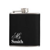 Mr Gepersonaliseerde Naam Zwart Heupfles (Voorkant)