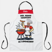 Mr Good Lookin Is Cookin Apron, Personalized Photo Schort (Voorkant)