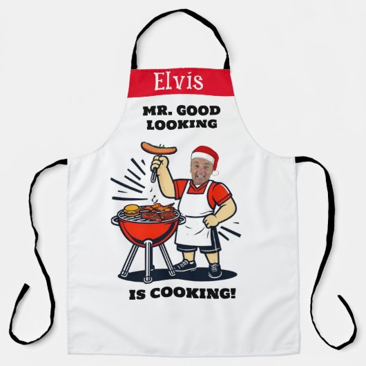 Mr Good Looking Photo Apron, Personalized Xmas Schort (Voorkant)