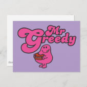 Mr. Greedy geniet van het dessert Briefkaart (Voorkant / Achterkant)