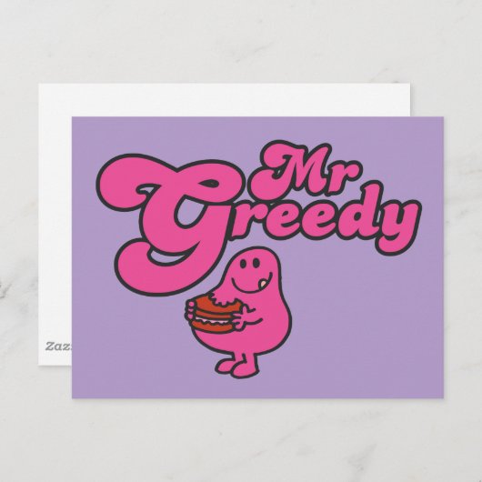 Mr. Greedy geniet van het dessert Briefkaart (Voorkant / Achterkant)