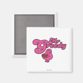 Mr. Greedy geniet van het dessert Magneet (Voorkant / Achterkant)