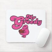 Mr. Greedy geniet van het dessert Muismat (Met muis)