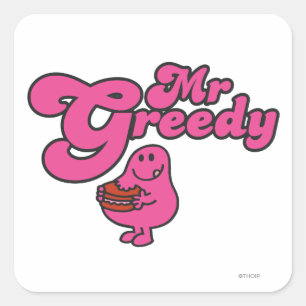 Mr. Greedy geniet van het dessert Vierkante Sticker