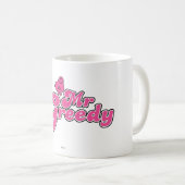Mr Greedy | roze letters Koffiemok (Voorkant rechts)