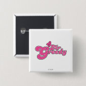 Mr Greedy | roze letters Vierkante Button 5,1 Cm (Voorkant /achterkant)