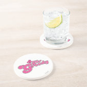 Mr Greedy | roze letters Zandsteen Onderzetter (Zijkant)