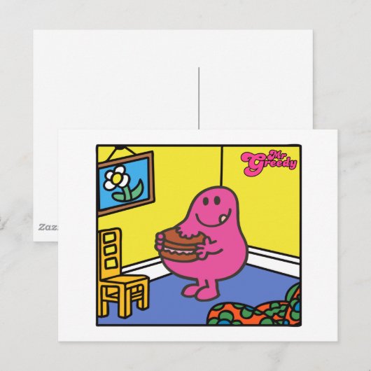 Mr Greedy | Woonkamer eten Briefkaart (Voorkant / Achterkant)