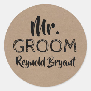 Mr. Groom Bold Typografie Ronde Sticker