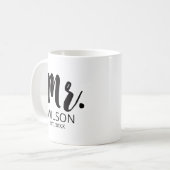 Mr Groom Brush Font bruiloft Jubileum paar Koffiemok (Voorkant links)