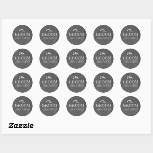 Mr Groom Chalkboard Ronde Sticker (Vel)