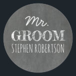Mr Groom Chalkboard Ronde Sticker<br><div class="desc">Persoonlijke stickers van de heer Groom</div>