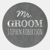 Mr Groom Chalkboard Ronde Sticker (Voorkant)