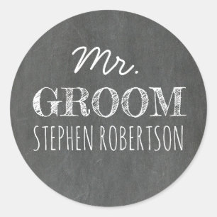 Mr Groom Chalkboard Ronde Sticker
