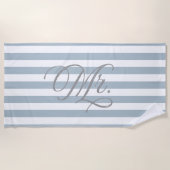 Mr. | Groom Slate Blue Striped Strandlaken (Voorkant)