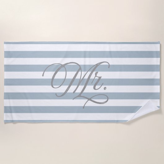 Mr. | Groom Slate Blue Striped Strandlaken (Voorkant)