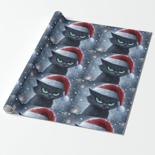 Mr. Grumpy Face Christmas Cat Cadeaupapier (Uitgerold)