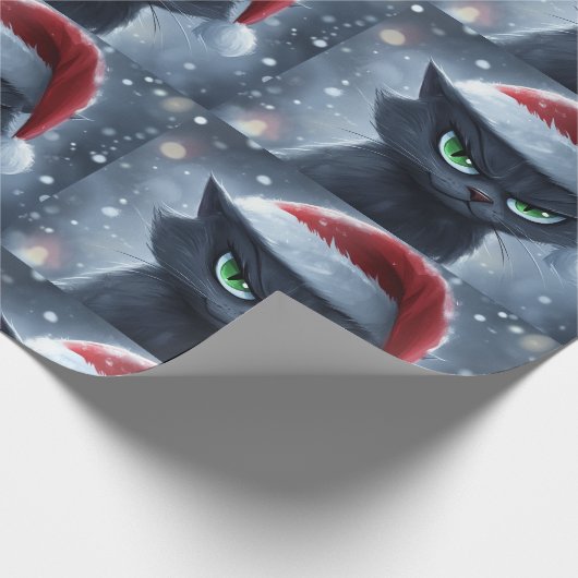 Mr. Grumpy Face Christmas Cat Cadeaupapier (Hoek)