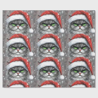 Mr. Grumpy Face (Gray) Christmas Cat Cadeaupapier