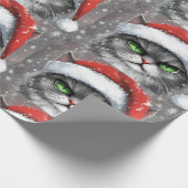 Mr. Grumpy Face (Gray) Christmas Cat Cadeaupapier (Hoek)