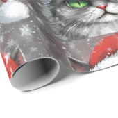 Mr. Grumpy Face (Gray) Christmas Cat Cadeaupapier (Rol Hoek)
