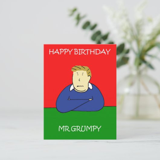 Mr Grumpy Happy Birthday Briefkaart (Staand voorkant)
