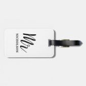 Mr. | Handgeschreven | Zijn | Eenvoudig borstel Bagagelabel (Achterkant horizontaal)